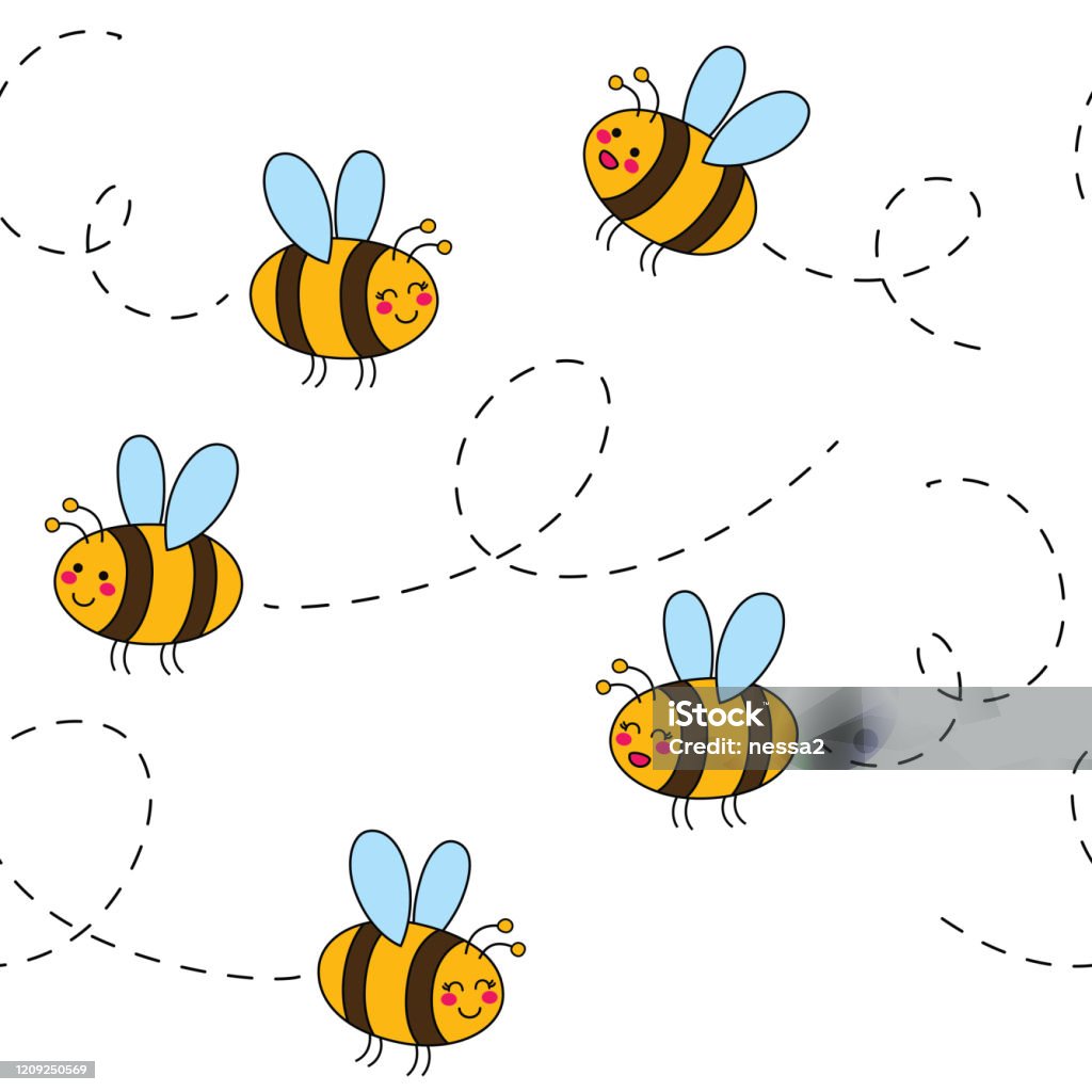 Hoa Văn Liền Mạch Dễ Thương Với Những Con Ong Hình Minh Họa Vector ...