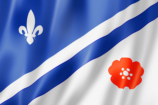 French Albertans ethnic flag, America. 3D illustration