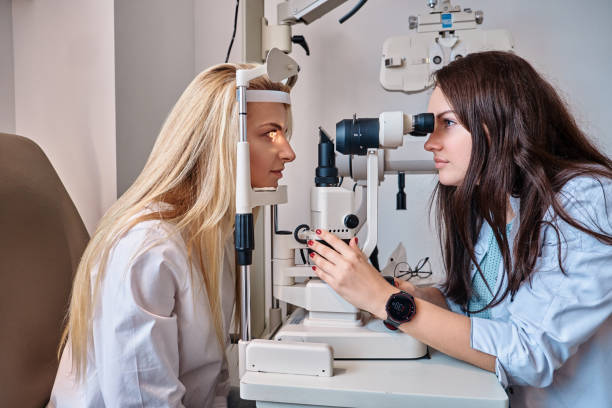 istock Woman Is checking her sight at optician cabinet 1209252636