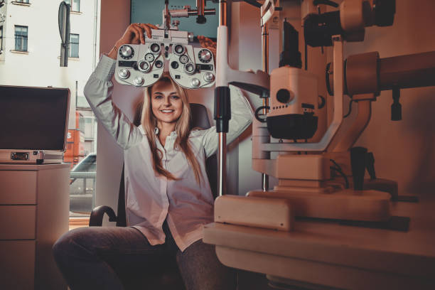 istock Woman Is checking her sight at optician cabinet 1209252999