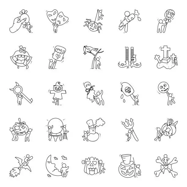 Vector illustration of Halloween Accessories Doodle Icons Pack