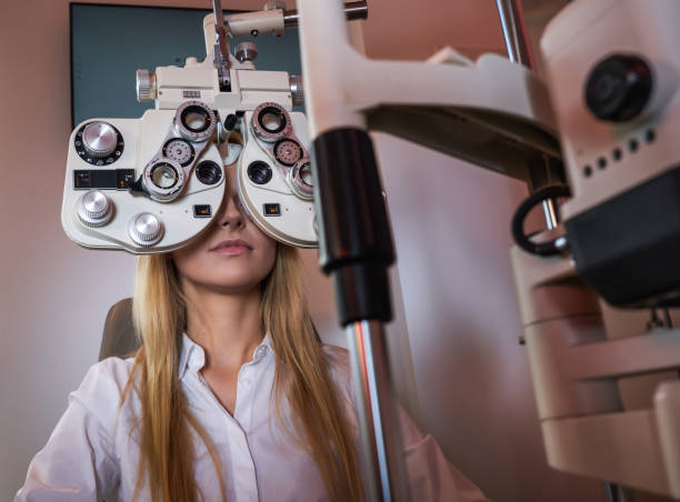istock Woman Is checking her sight at optician cabinet 1209253418