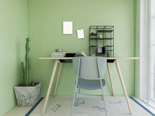 istock 3D rendering, spacious and bright urban residential closed balcony design, green plants with wooden tables and chairs are leisure and comfortable. 1209254011
