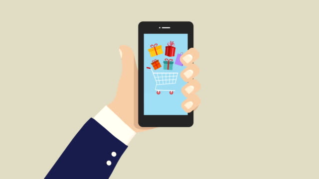 Businessman hand phone shopping concept, Alpha Channel.