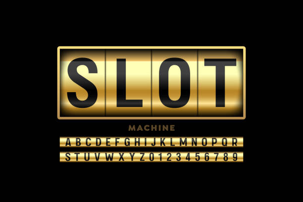 Slot machine style font Slot machine style font, alphabet letters and numbers vector illustration jackpot winner stock illustrations