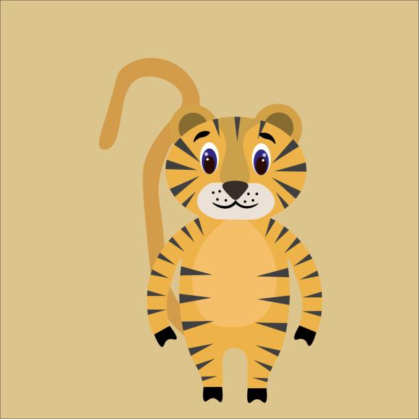 istock Beautiful tiger isolated in a flat style. Stock vector illustration for decoration and design, children's books and coloring books, fabrics, postcards, stickers, posters, banners, textiles and more. 1209261422