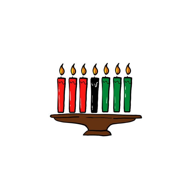 hand drawn candle light illustration symbol for kwanzaa celebration doodle style hand drawn candle light illustration symbol for kwanzaa celebration doodle style temple decor stock illustrations