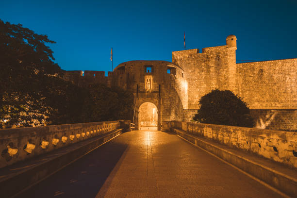 Blue hour at the port of Dubrovnik