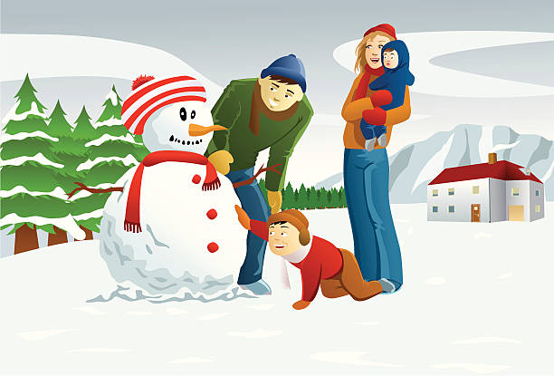 부품군 제조 눈사람 - snowman snowball men christmas stock illustrations