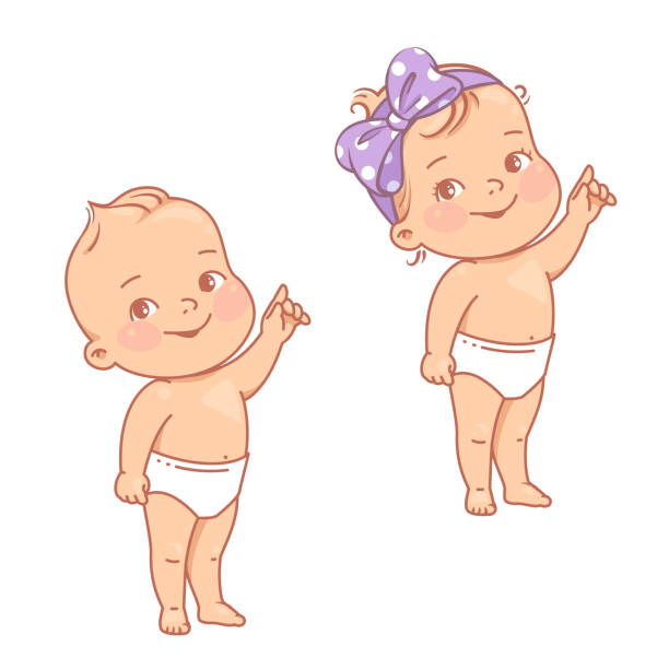 Baby Girl Boy Standing Pointing With Finger Stock Illustration - Download  Image Now - Baby - Human Age, Pointing, Baby Boys - iStock
