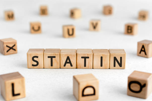 Statin - words from wooden blocks with letters stock photo