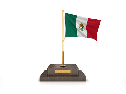 MEXICAN Flag on Trophy - 3D Rendering