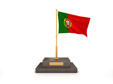 PORTUGUESE Flag on Trophy - 3D Rendering