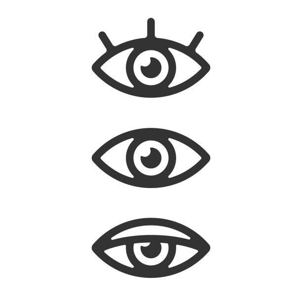 ilustraciones, imágenes clip art, dibujos animados e iconos de stock de icono de ojo establecer diseño vectorial sobre fondo blanco. - eye