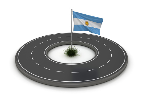 ARGENTINIAN Flag on Circular Road - 3D Rendering