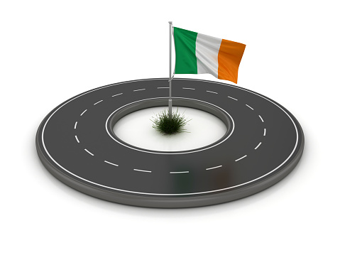 IRISH Flag on Circular Road - 3D Rendering