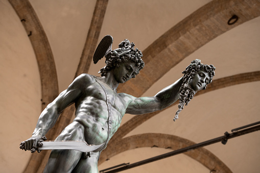 Perseus with the Head of Medusa by Benvenuto Cellini, found in Florence in piazza della Signoria