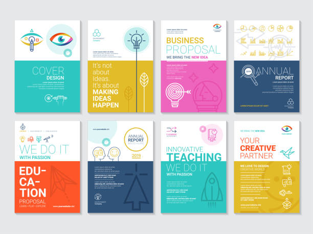 Corporate Book Cover Design Template in A4 Corporate Book Cover Design Template in A4 education infographics stock illustrations