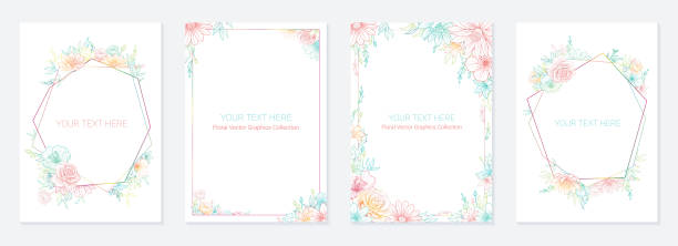 ilustrações de stock, clip art, desenhos animados e ícones de universal floral card templates - greeting card invitation wedding menu