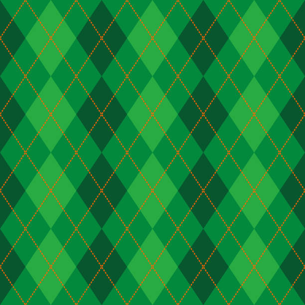 зеленый аргайл бесшовные векторный шаблон - традиционно ирландский stock illustrations