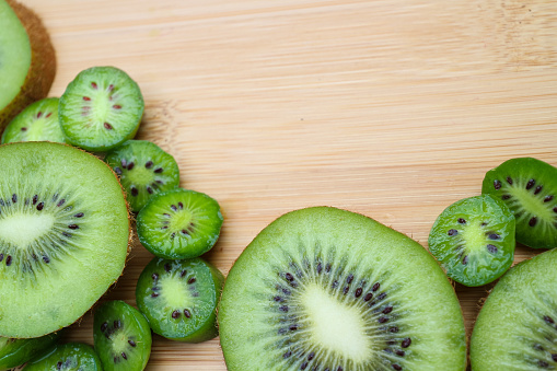 Close-up of slice of Dragon Fruit and Kiwi Fruit. Isolated on the white background