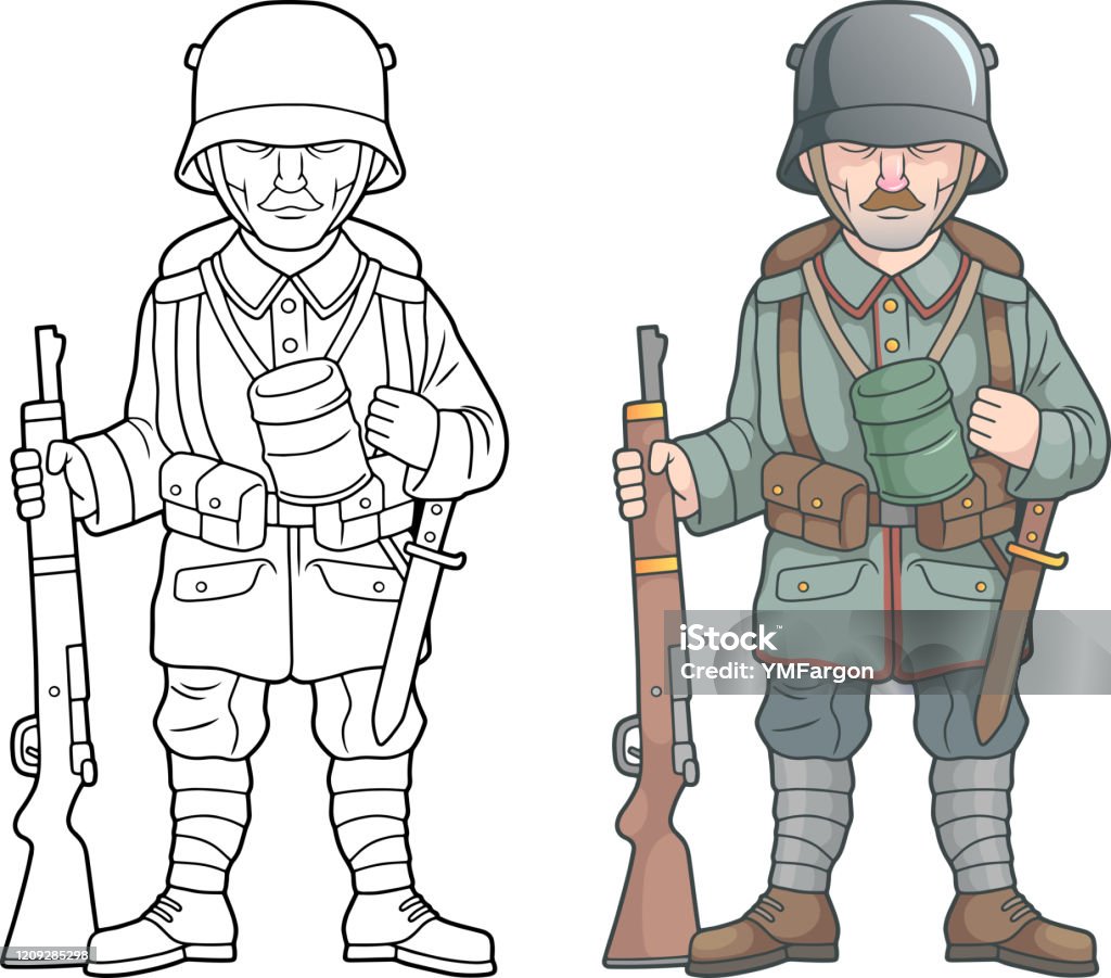 German Soldier World War One Coloring Book Stock Illustration ...
