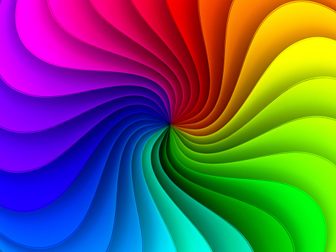 Abstract 3D spiral rainbow background