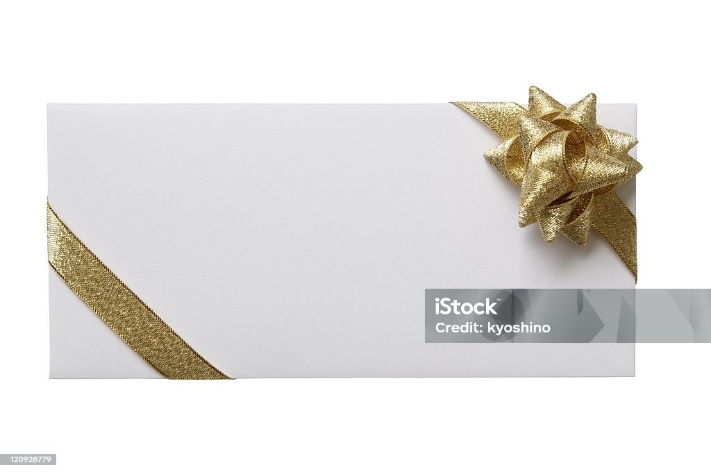 絶縁ショットの白封筒を背景にホワイトの装飾 - ちょう結びのロイヤリティフリーストックフォト
