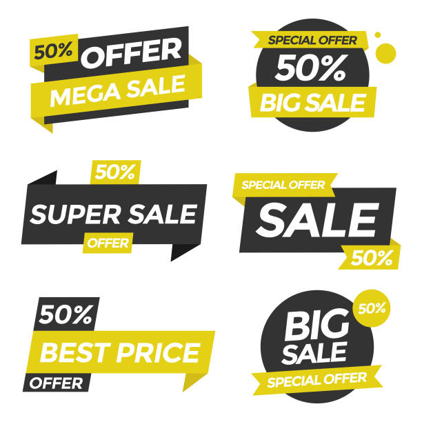 Sale Tags Icon Set. Special Offer, Big Sale, Discount, Vector Design. Store, Online Shopping Flat Design on White Background. Vector Illustration EPS 10 File. selling designs stock illustrations