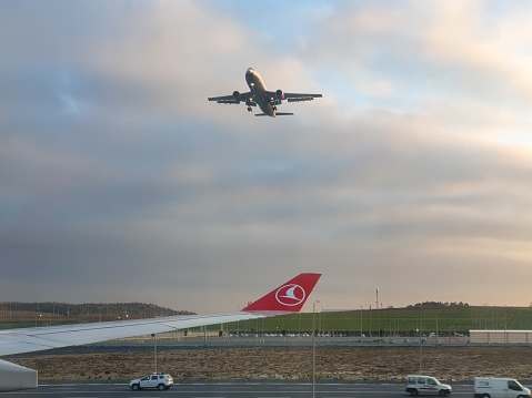 Istanbul Turkey December 2019, Turkish airline airplane at the new airport in Istanbul Turkey