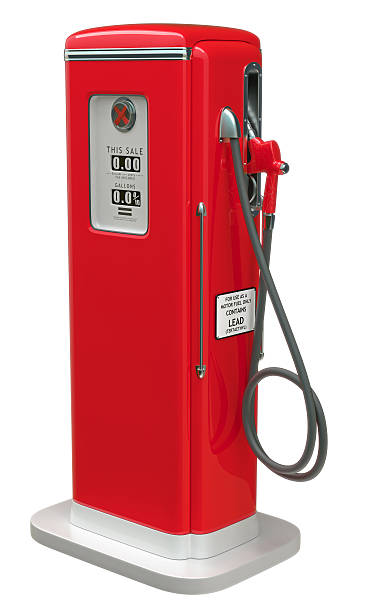 istock Vintage Red fuel pump isolated over white 120930355