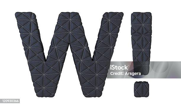 Stitched Leather Font W Letter And Wow Mark Stock Photo - Download Image Now - Alphabet, Black Color, Capital Letter