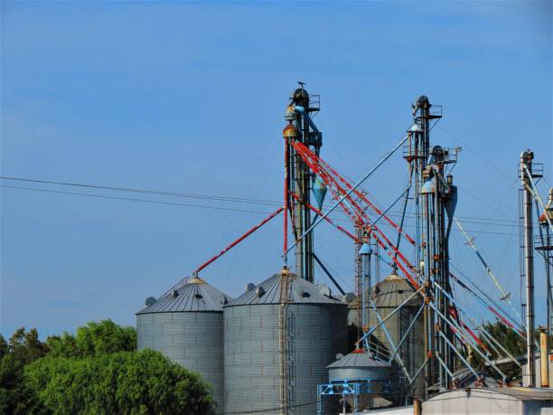 fábrica de manufatura industrial. torres de armazenamento na fábrica de laticínios. - milk tanker fotos - fotografias e filmes do acervo