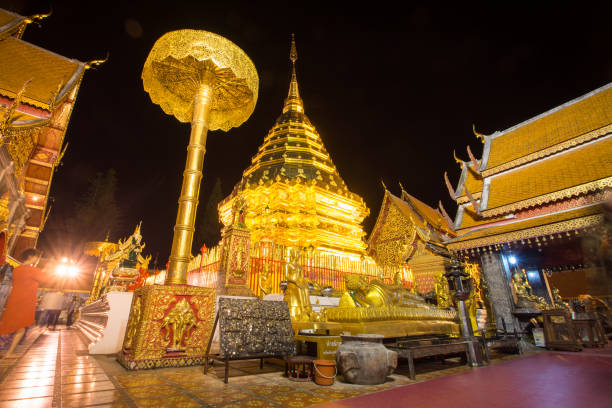 istock Wat Phrathat Doi Suthep temple at night  in Chiang Mai, Thailand. 1209311047
