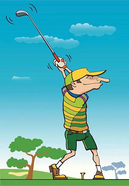 Vector illustration of Powerful golfer