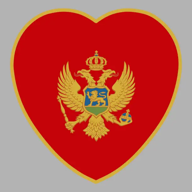 Vector illustration of Montenegro Flag In Heart Shape Vector illustration eps 10