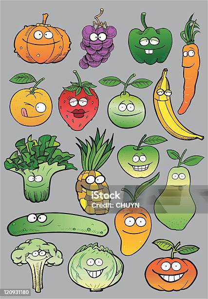 Healthy Fruits Stock Illustration - Download Image Now - Broccoli, Characters, Agriculture