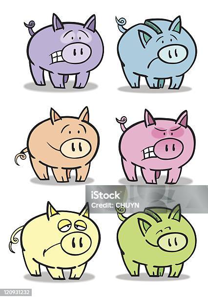 Cor Bancos Piggy - Arte vetorial de stock e mais imagens de Abundância - Abundância, Alimento Básico, Atividade bancária