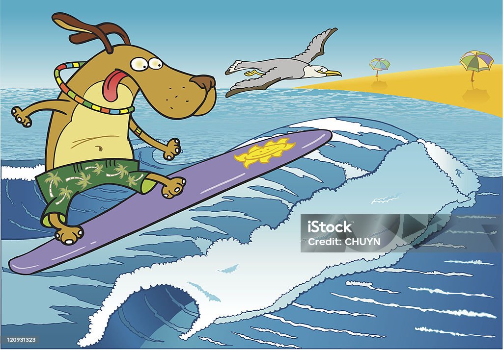 Chien de surf - clipart vectoriel de Chien libre de droits