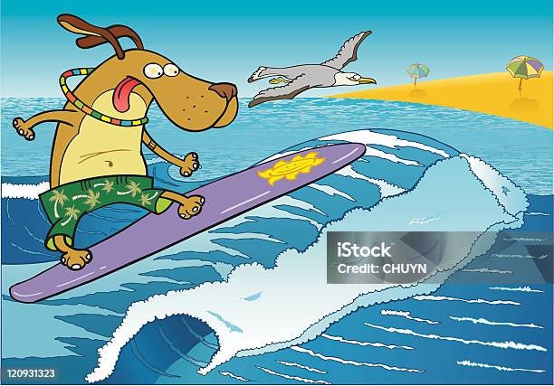 Chien De Surf Vecteurs libres de droits et plus d'images vectorielles de Chien - Chien, Cartoon, Surf