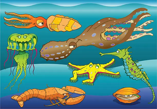 Vector illustration of Sea Fauna I