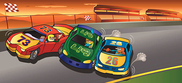 ilustrações, clipart, desenhos animados e ícones de corrida da nascar - racecar color image illustration technique speed