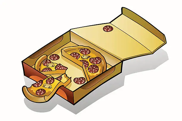Vector illustration of Pizza slices box
