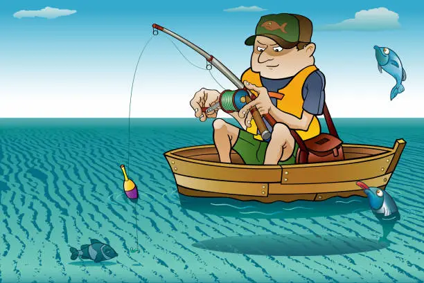 Vector illustration of Patient Fisherman
