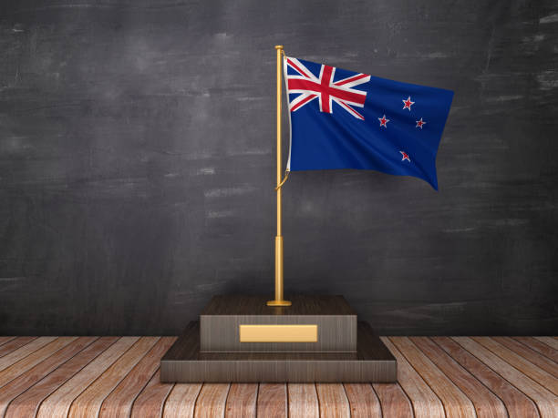 istock NEW ZEALAND Flag on Trophy - 3D Rendering 1209317605