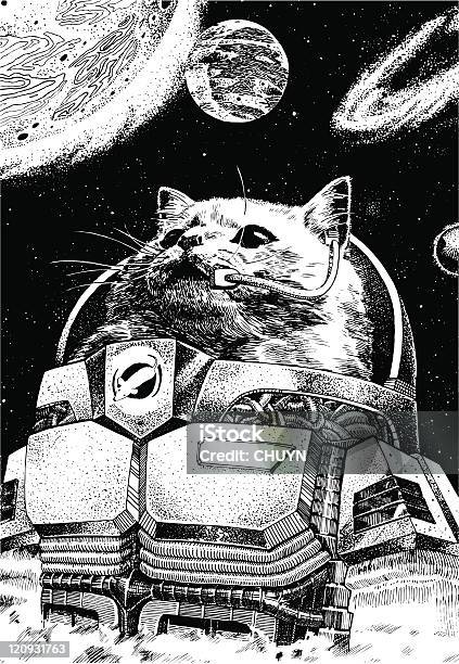 Astronauta - Arte vetorial de stock e mais imagens de Espaço exterior - Espaço exterior, Espaço para Texto, Gato domesticado