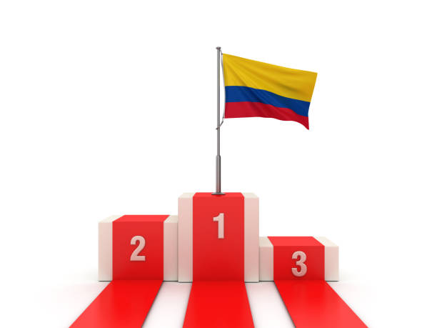 COLOMBIAN Flag on Podium - 3D Rendering