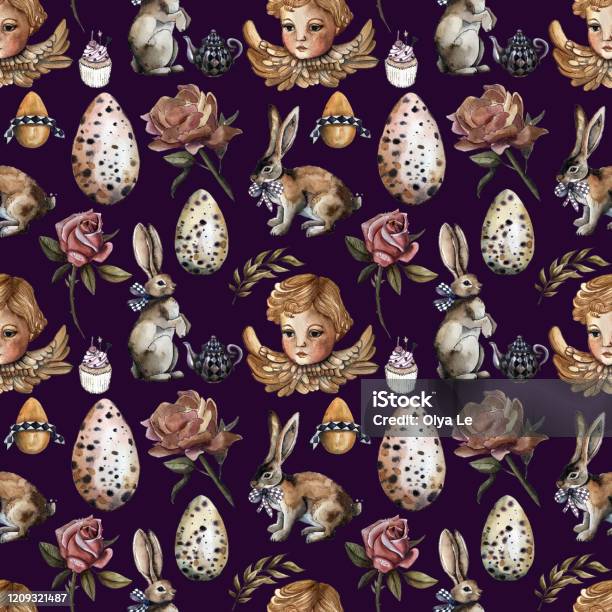 Pattern Rabbit Hare Seamless Pattern Happy Hare Stock Illustration - Download Image Now ...