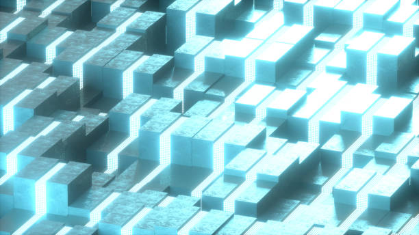 istock Abstract 3D Black Cubes Background with Neon Lights 1209326589