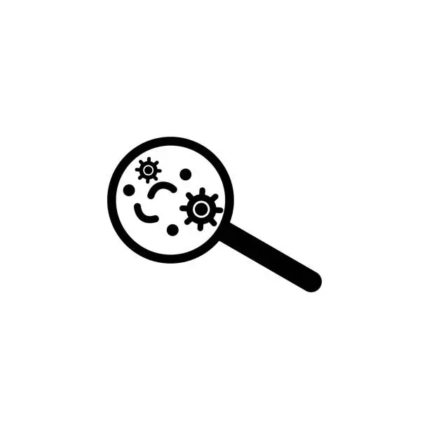Vector illustration of Virus under magnify glass icon. Flat illustration of virus under magnify glass vector icon for web design